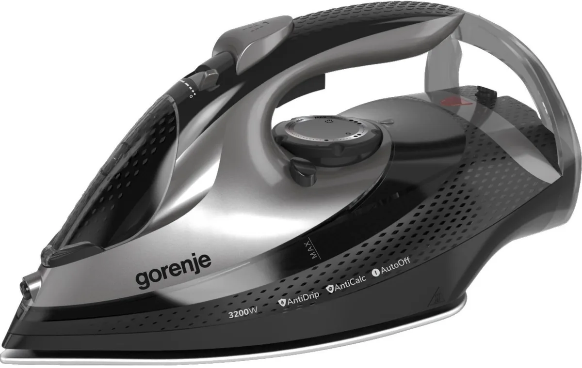 Парова праска Gorenje, 3250 Вт, 420 мл, паровий удар 250 г, вертикальне відпарювання, система антинакипу, функція автовідключення,