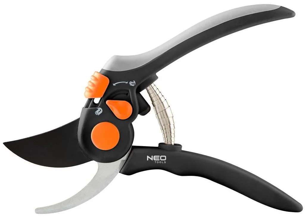 Секатор плоский Neo Tools, діаметр різу 18 мм, довжина 200 мм, вага 248 г.