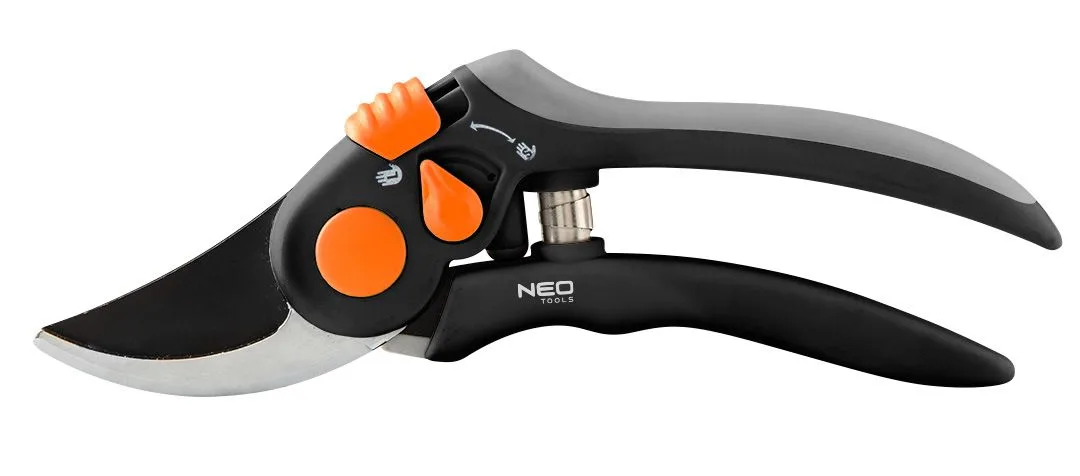 Секатор плоский Neo Tools, діаметр різу 18 мм, довжина 200 мм, вага 248 г.