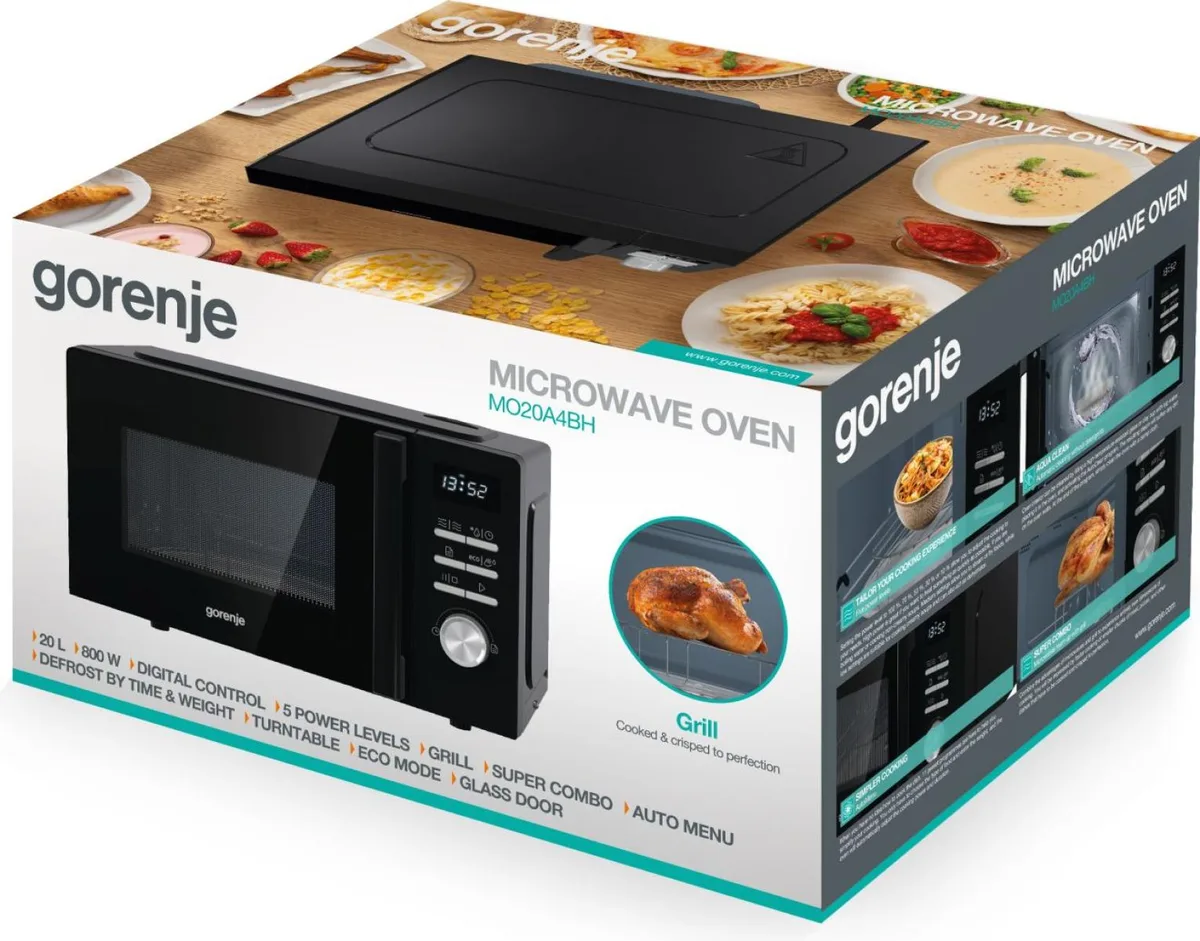 Мікрохвильова піч Gorenje з грилем 20 л 800 Вт Чорна