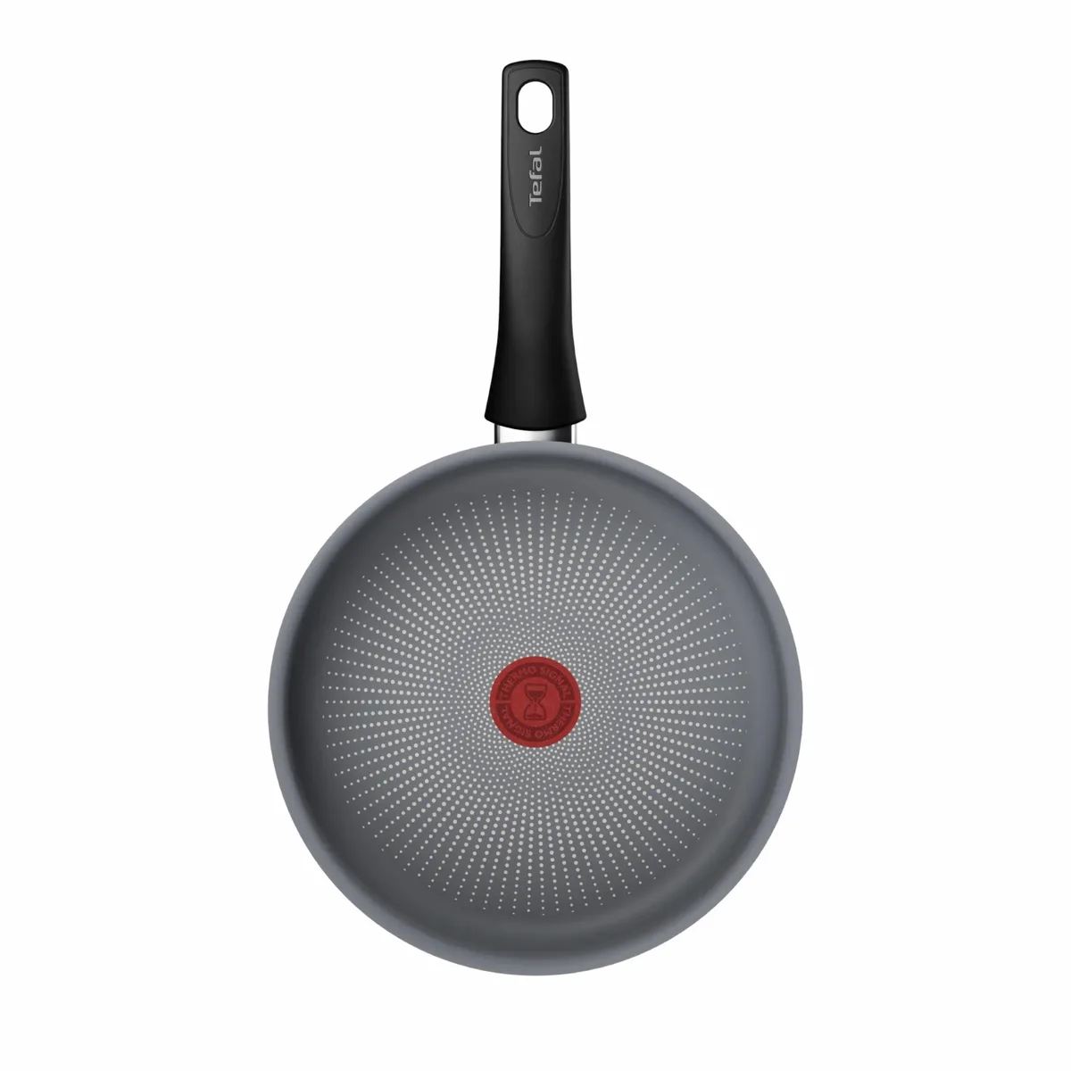 Сковорода Tefal Halo, 24 см, з кришкою, алюмінієва, бакелітова ручка, скляна кришка, сірого кольору.