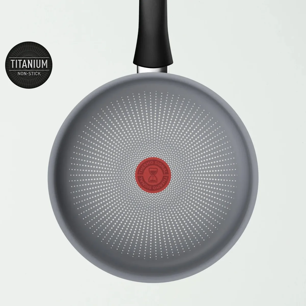 Сковорода Tefal Halo, 24 см, з кришкою, алюмінієва, бакелітова ручка, скляна кришка, сірого кольору.