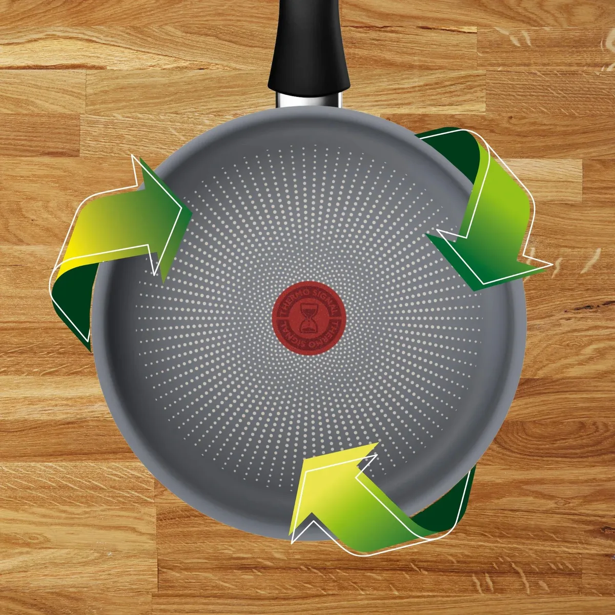 Сковорода Tefal Halo, 24 см, з кришкою, алюмінієва, бакелітова ручка, скляна кришка, сірого кольору.
