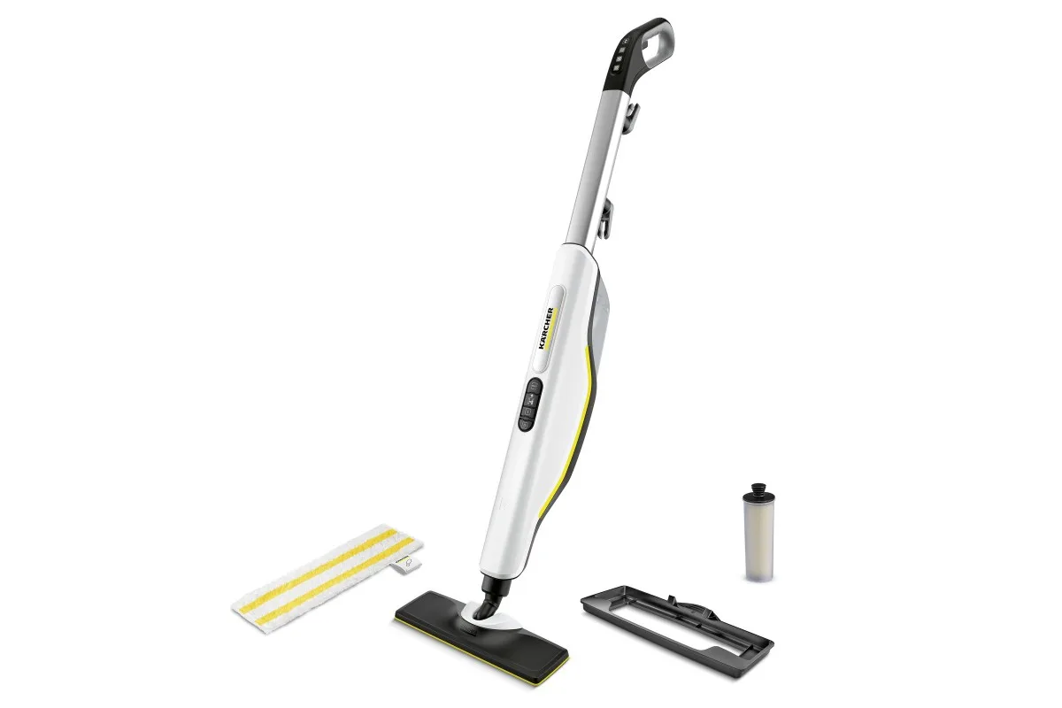 Парова швабра Karcher SC 3 Upright, 1900 Вт, 1000 мл, 3.5 бар, біла - пароочисник для ефективного прибирання.