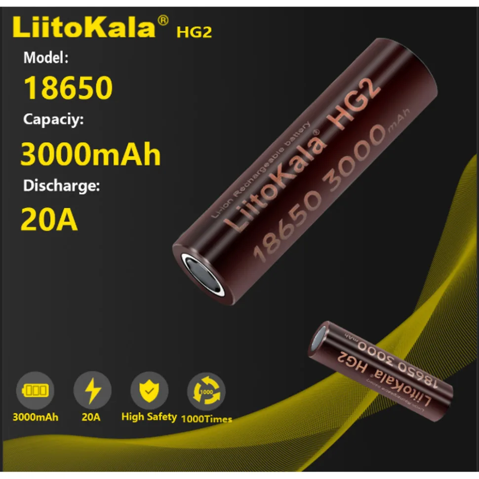 LiitoKala Li-ion акумулятор 18650 3000 мАг 18,5х65,5 мм для ліхтарів