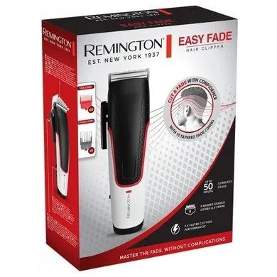 Машинка для стрижки волосся Remington E51 Easy Fade, бездротова, з роторним двигуном, 3 насадки в комплекті, зручний кейс для збер