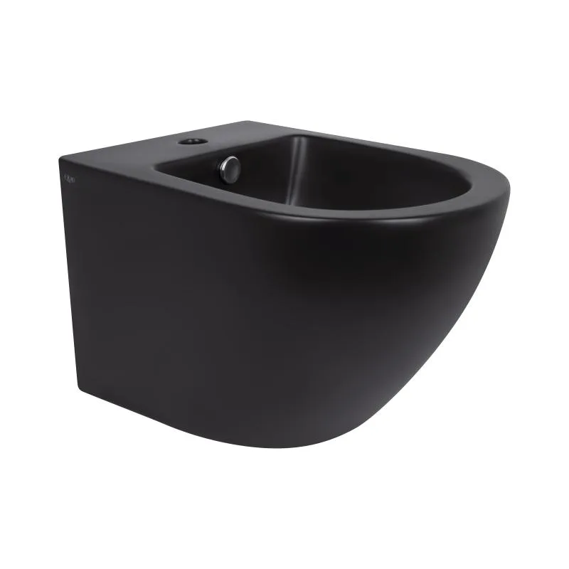 Підвісне біде Qtap Robin QT1355046FMB матове чорне керамічне 375х495х325 мм