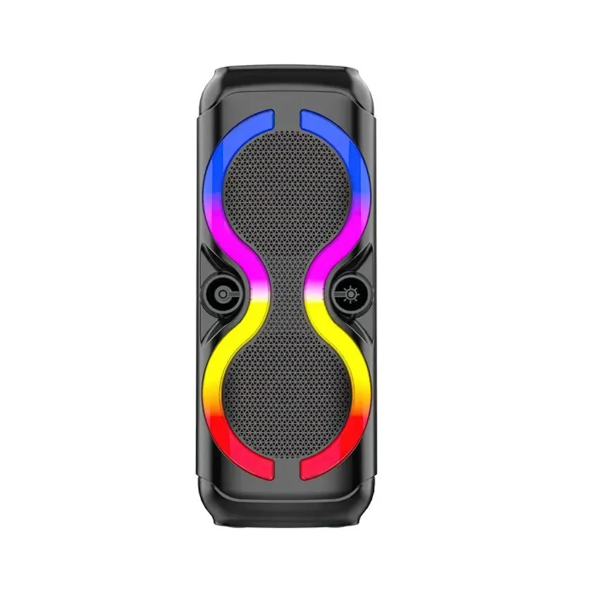 Портативная колонка Bluetooth 30W 2400mAh черная с микрофоном и подсветкой.