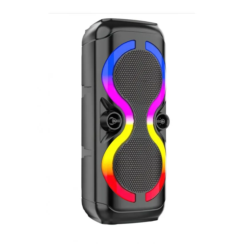 Портативная колонка Bluetooth 30W 2400mAh черная с микрофоном и подсветкой.