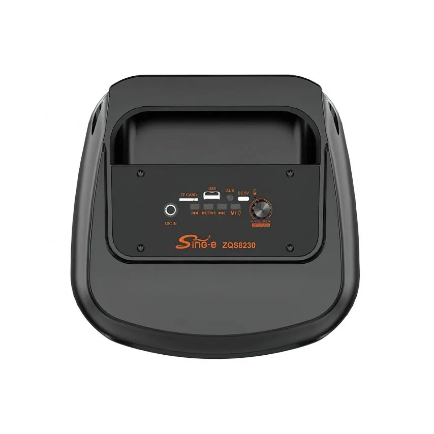 Портативная колонка Bluetooth 30W 2400mAh черная с микрофоном и подсветкой.