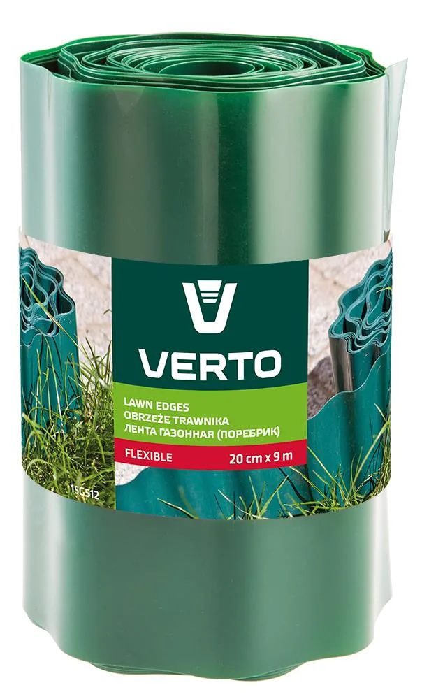 Газонна стрічка Verto, хвиляста бордюрна, 20 см x 9 м, зелена.