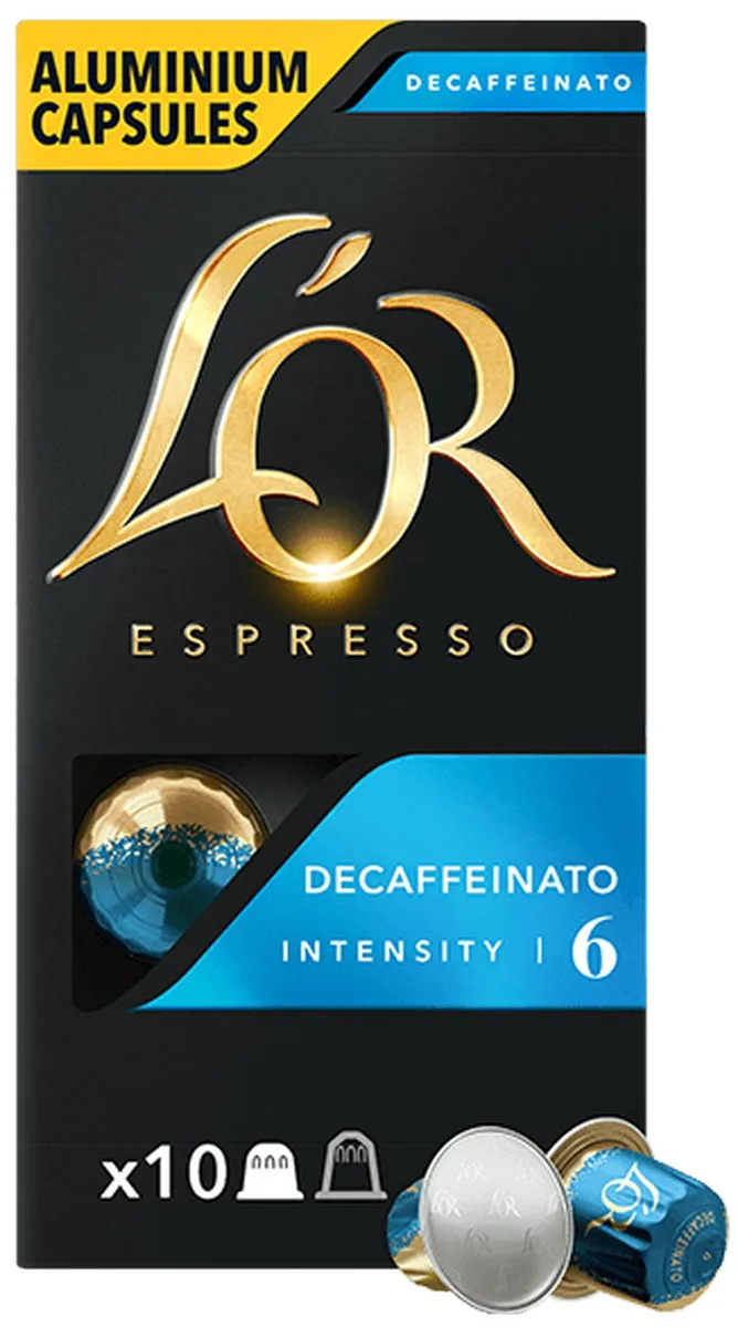 Кава L`OR капсули, Еспрессо без кофеїну, Арабіка, 10 шт, для Nespresso.