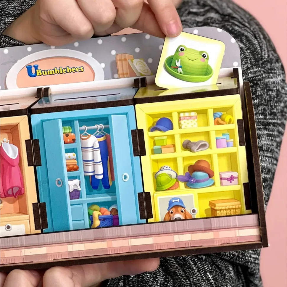 Деревянный сортер-комодик Ubumblebees 40 деталей 4 шкафа цветной