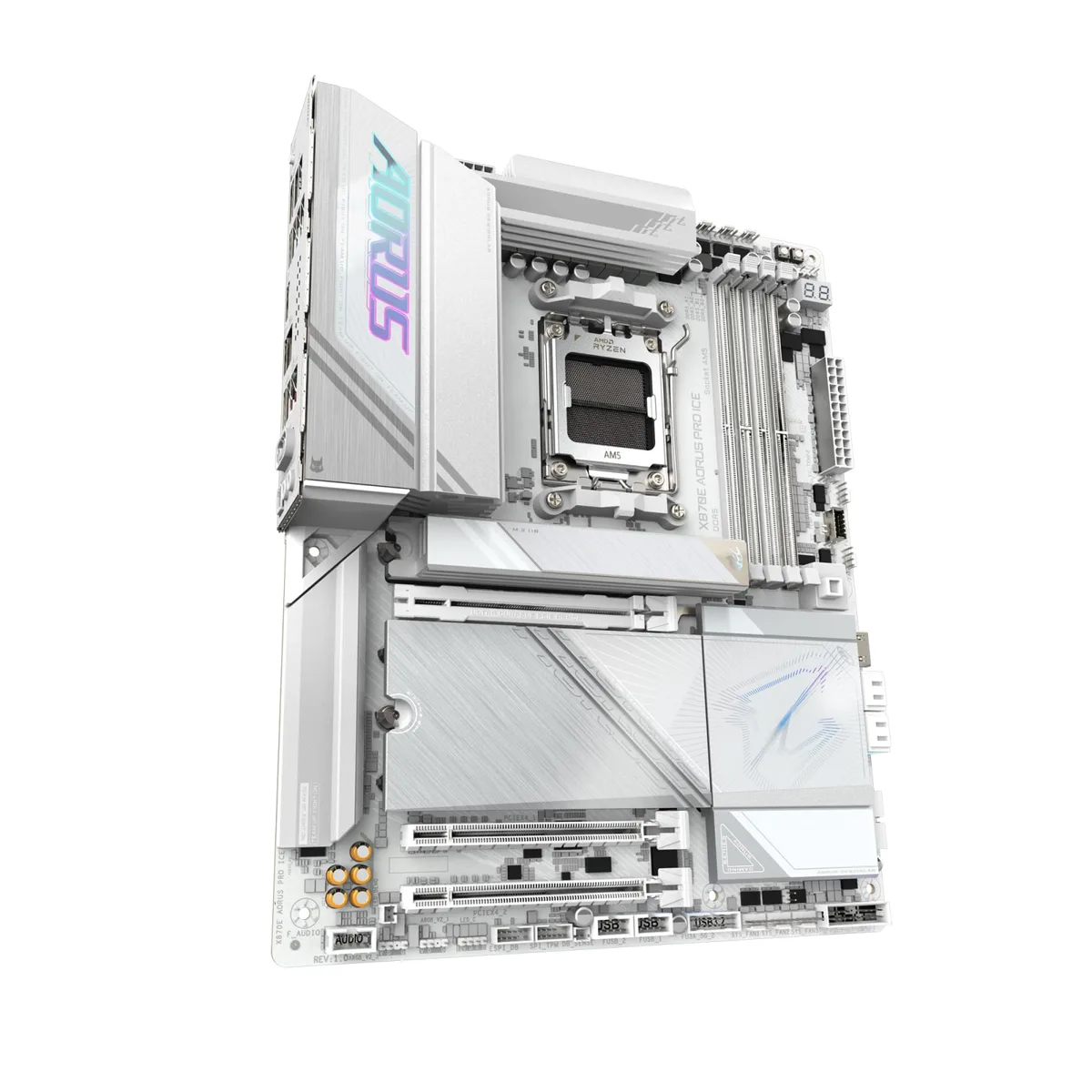 Материнська плата GIGABYTE X870E AORUS PRO ICE sAM5 X870 4xDDR5 M.2 HDMI Wi-Fi BT ATX білий
