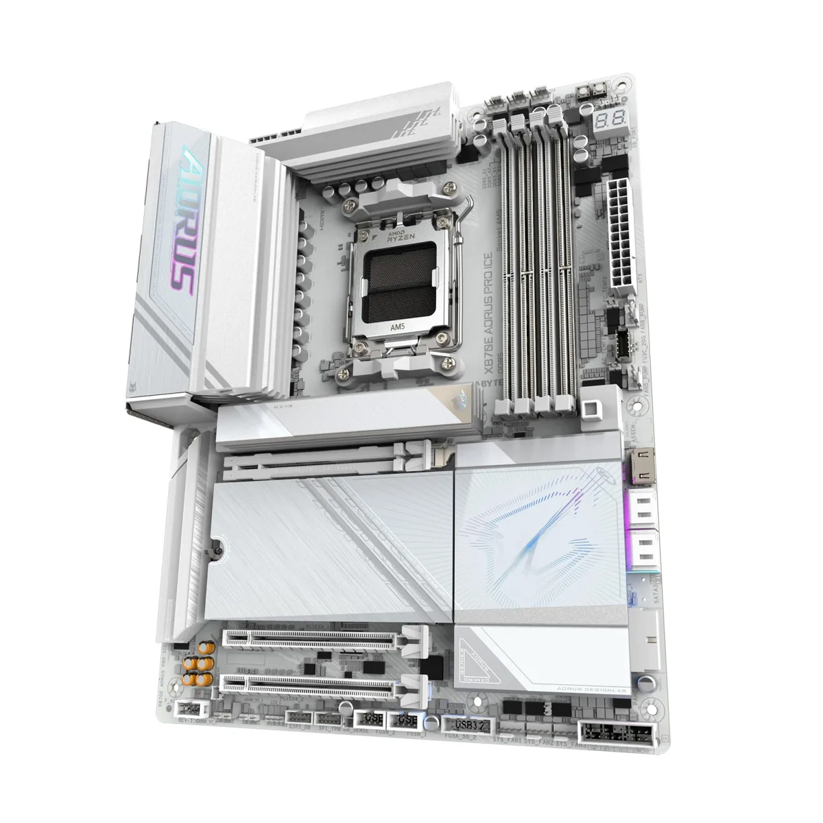 Материнська плата GIGABYTE X870E AORUS PRO ICE sAM5 X870 4xDDR5 M.2 HDMI Wi-Fi BT ATX білий
