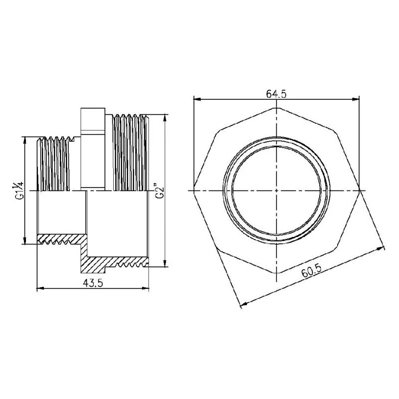 Ніпель редукційний 2"x1 1/4" латунний нікельований Thermo Alliance Forte