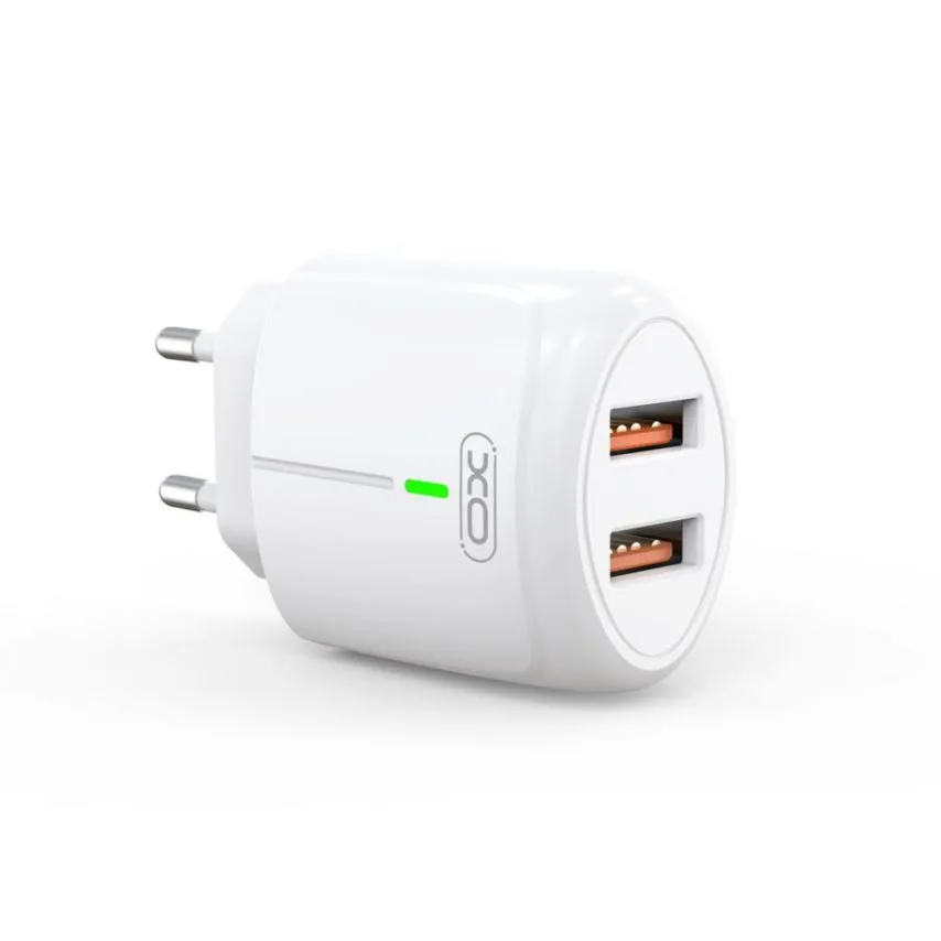 Мережевий зарядний пристрій XO 2USB 2.4A з кабелем Type-C 1м білий