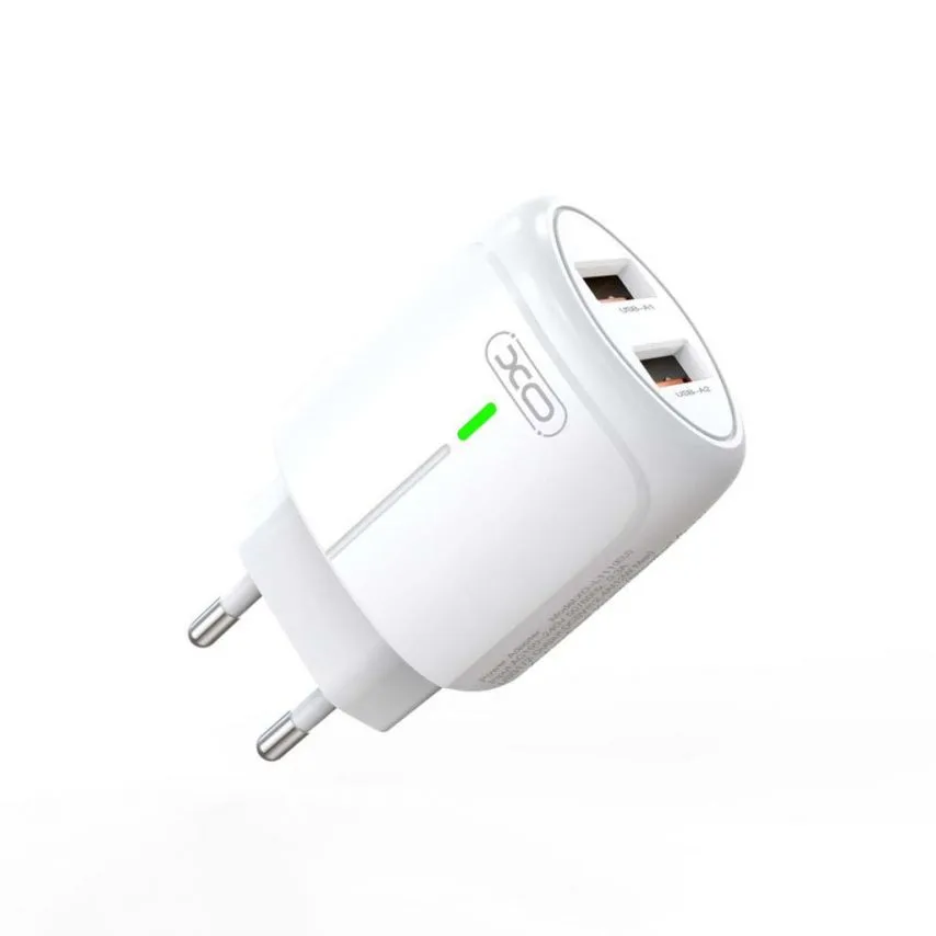 Мережевий зарядний пристрій XO 2USB 2.4A з кабелем Type-C 1м білий