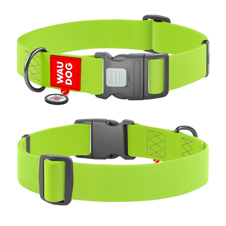 Нашийник WAUDOG Waterproof XXL 46-70 см 40 мм Collartex салатовий з QR паспортом
