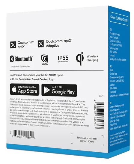 Гарнітура Sennheiser бездротова вакуумна чорна для спорту IP55