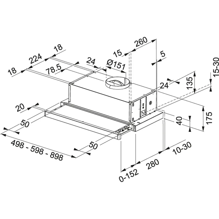 Телескопічна витяжка Franke Flexa FTC532LWH, 50 см, 518 м3/год, біла.