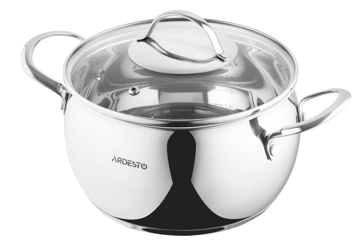 Каструля з прозорою кришкою ARDESTO Gemini Liguria, 4 л, з нержавіючої сталі.