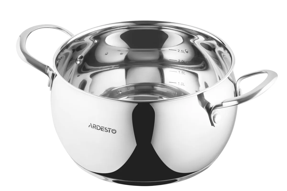Каструля з прозорою кришкою ARDESTO Gemini Liguria, 4 л, з нержавіючої сталі.
