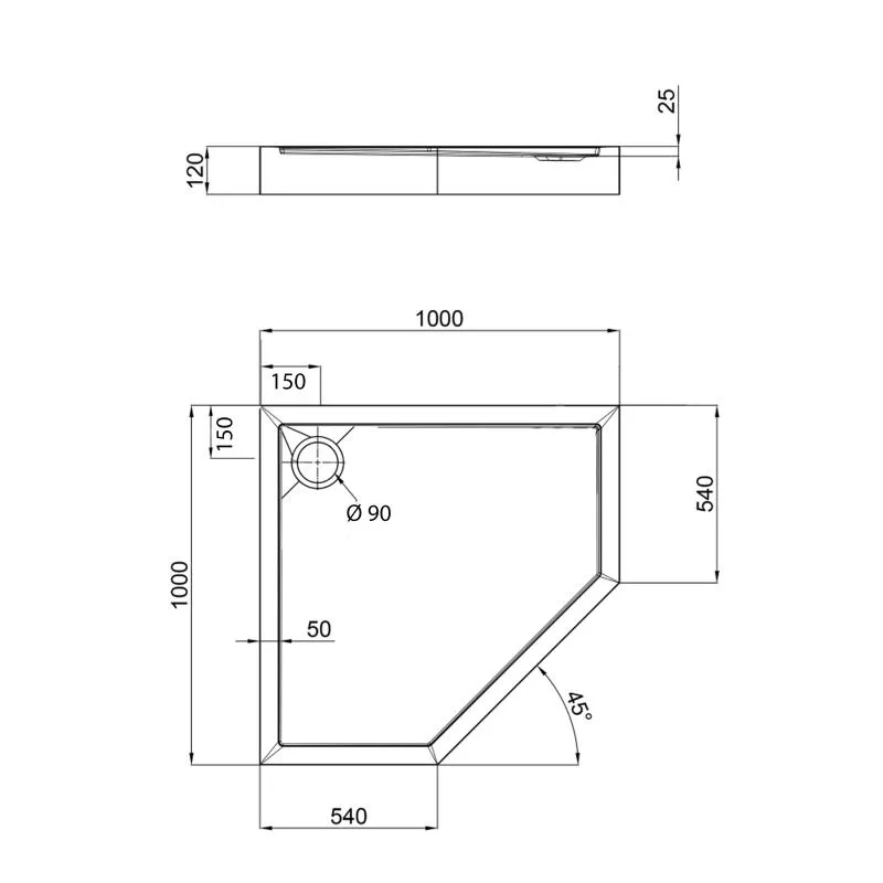 Душевой поддон Qtap Diamond 100x100 см акриловый белый с сифоном