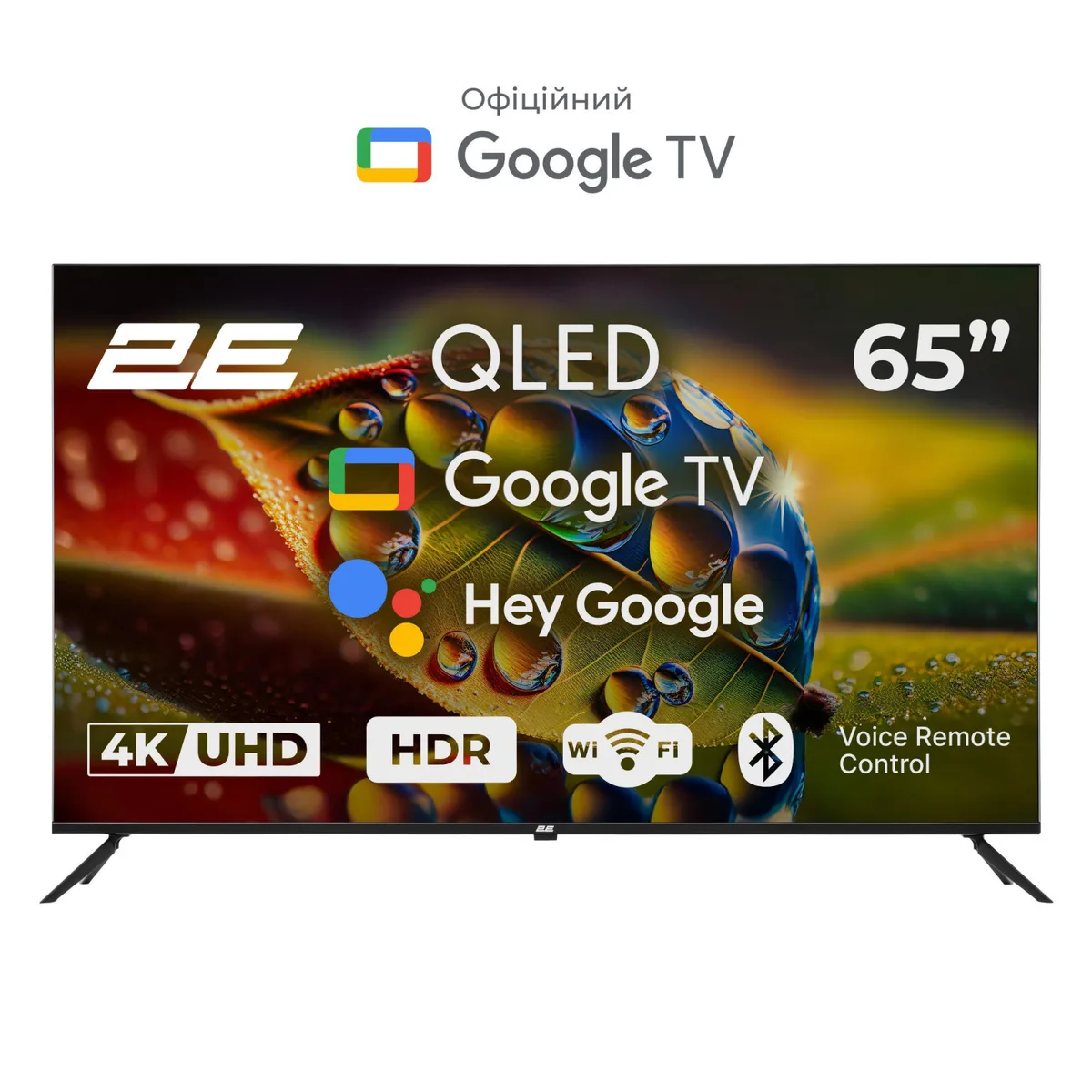 Телевізор 65" 2E QLED 4K 60Hz Smart Google TV Black