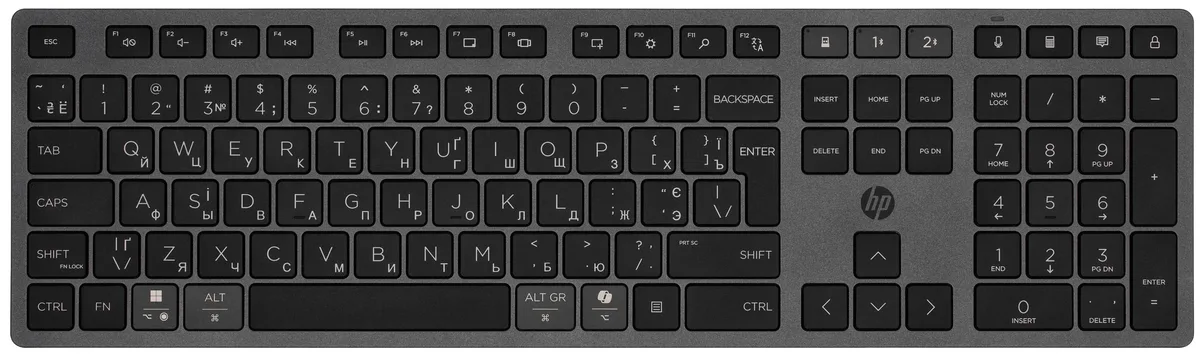 Клавіатура мембранна HP 720 Multi-Device Rechargeable, 109key, WL/BT, EN/UK, чорний