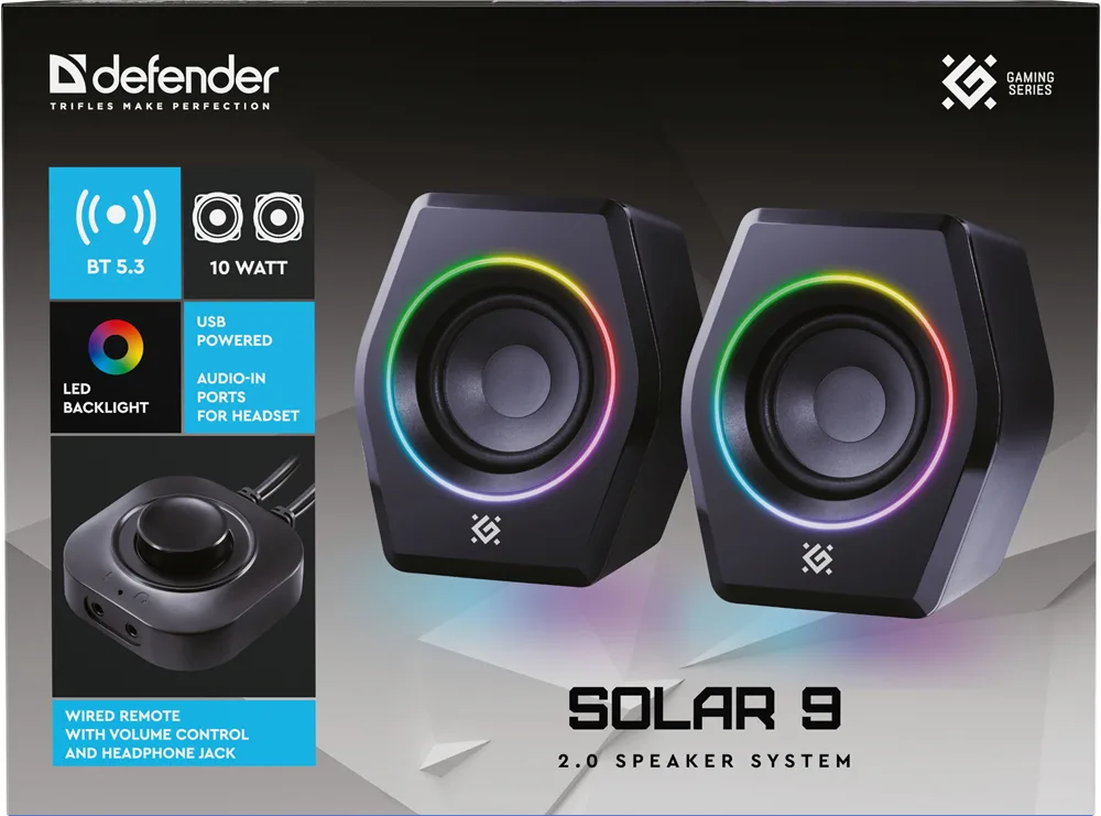 Акустика Defender 10Вт 2 канала Bluetooth 5.3 черная
