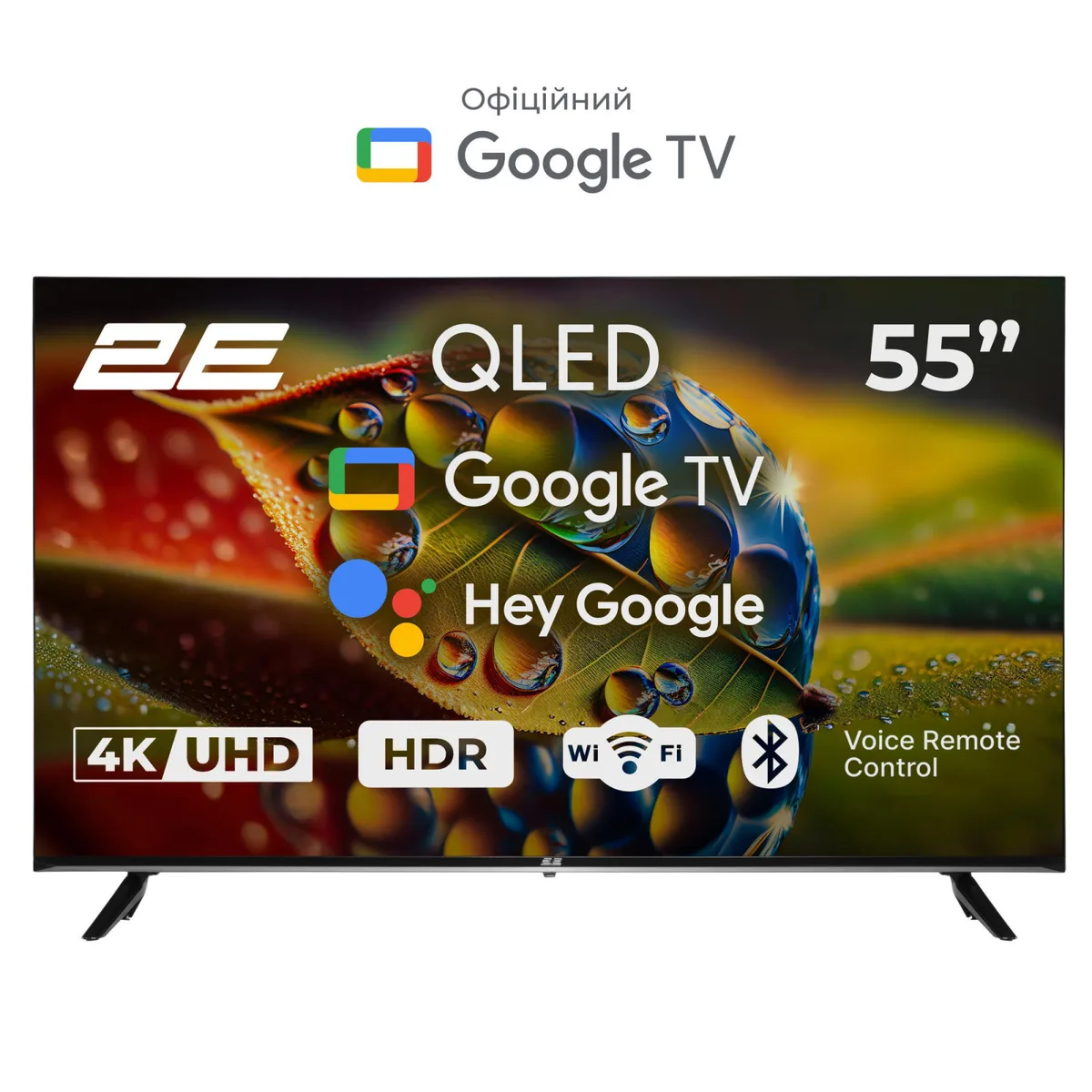 Телевізор 55" 2E QLED 4K 60Hz Smart Google TV Black
