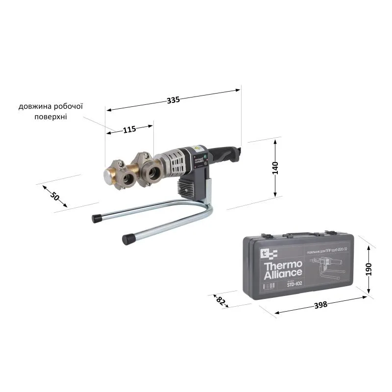 Паяльник автоматичний Thermo Alliance STD-102 700W для пластикових труб Ø20-32 мм