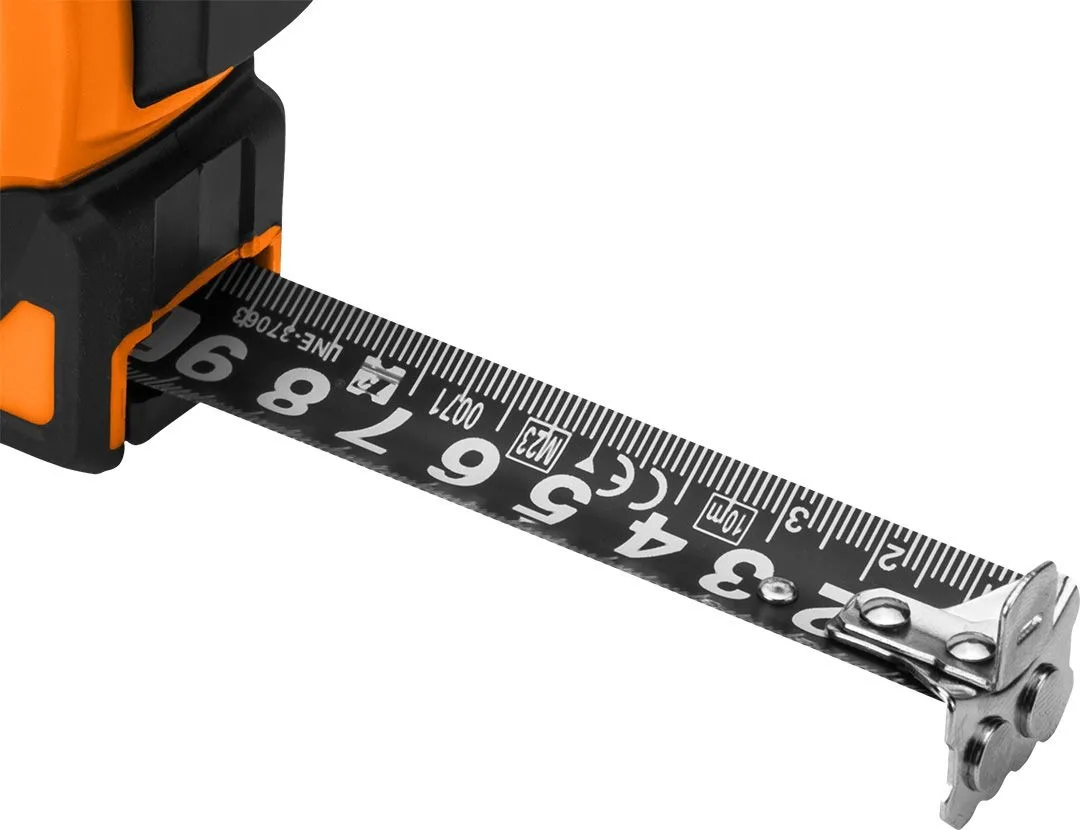 Рулетка Neo Tools Ultra Black, 10м x 25мм, з фіксатором для зручного змотування, магнітна.