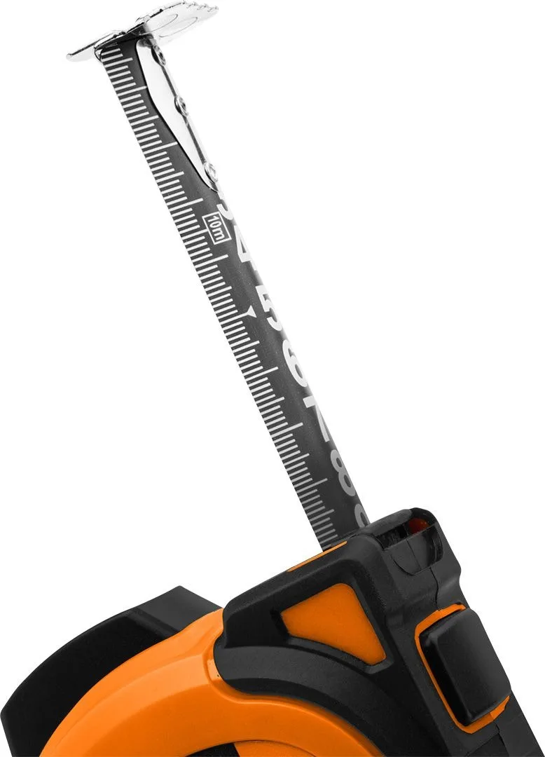 Рулетка Neo Tools Ultra Black, 10м x 25мм, з фіксатором для зручного змотування, магнітна.