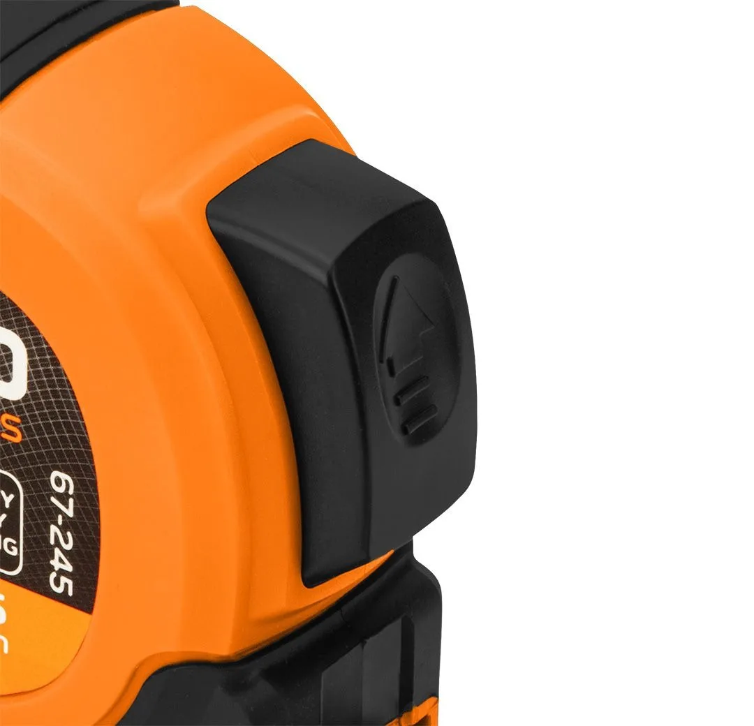 Рулетка Neo Tools Ultra Black, 10м x 25мм, з фіксатором для зручного змотування, магнітна.