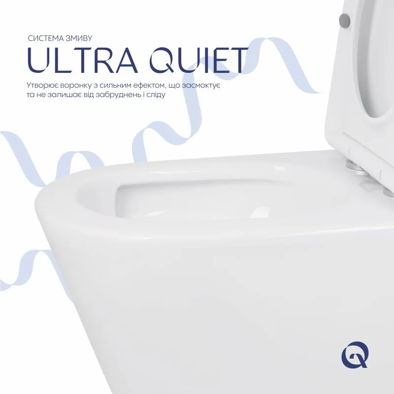 Унітаз підлоговий Qtap Swan Ultra Quiet безобідковий 640x360x835 мм кераміка білий