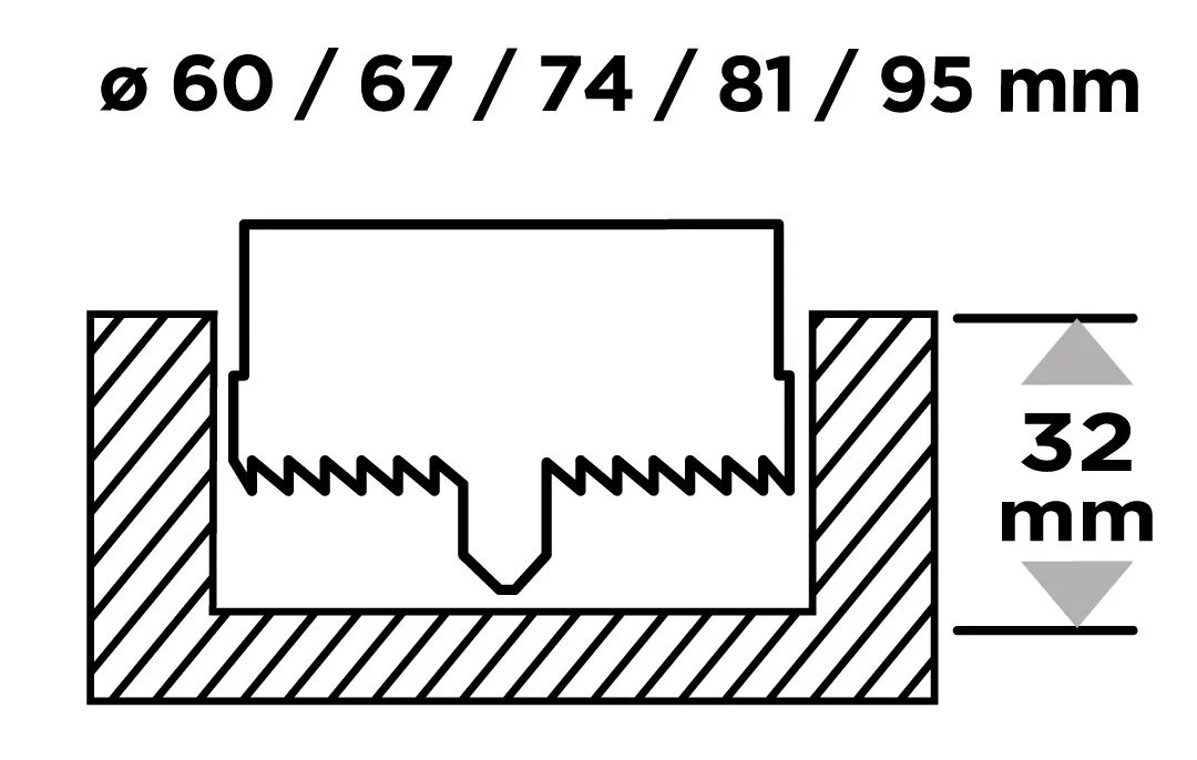 Коронки по дереву GRAPHITE 60 67 74 81 95мм 5шт набір для вирізання отворів в деревині та плитах