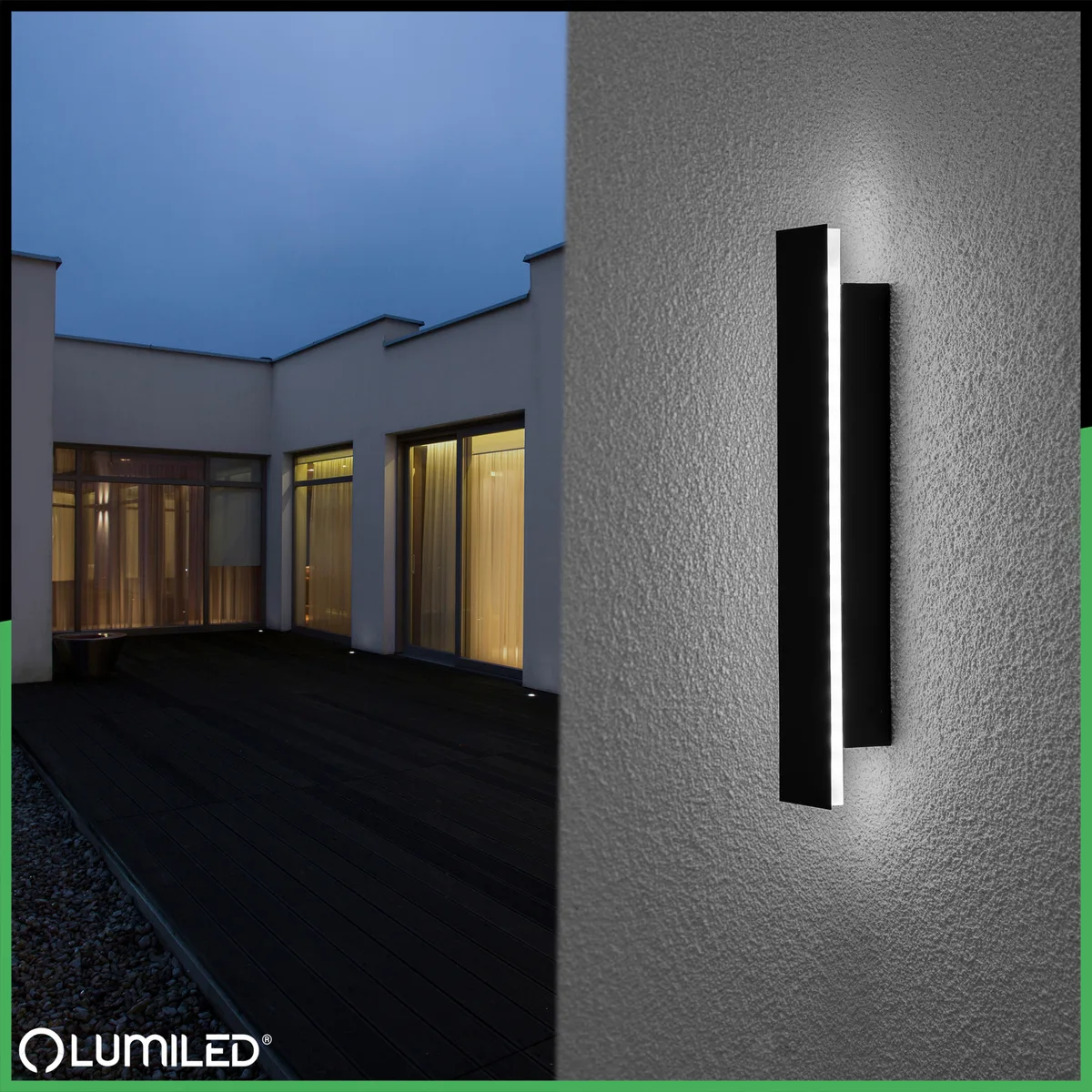 Светодиодный настенный светильник LumiLED 30 см металл пластик черный 9 Вт IP65 4000 K