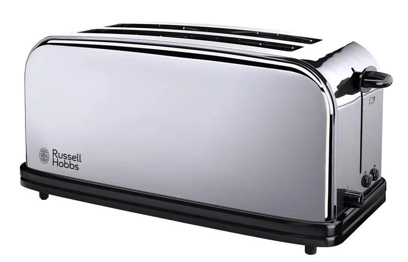 Тостер Russell Hobbs Chester 1600Вт з подовженими слотами для 4 тостів, металевий, сріблястий.