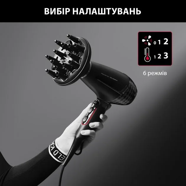 Фен Rowenta 2200 Вт компактный черный с ионизацией и холодным воздухом