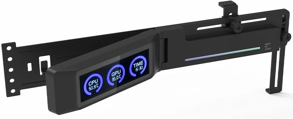 Держатель VGA с дисплеем Zalman ZM-VS3 DS, 5V 3Pin ARGB, USB 9Pin ARGB, черный.