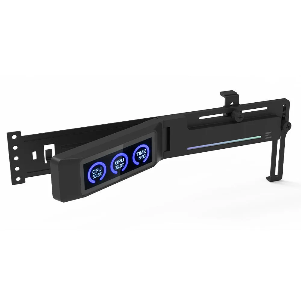 Держатель VGA с дисплеем Zalman ZM-VS3 DS, 5V 3Pin ARGB, USB 9Pin ARGB, черный.