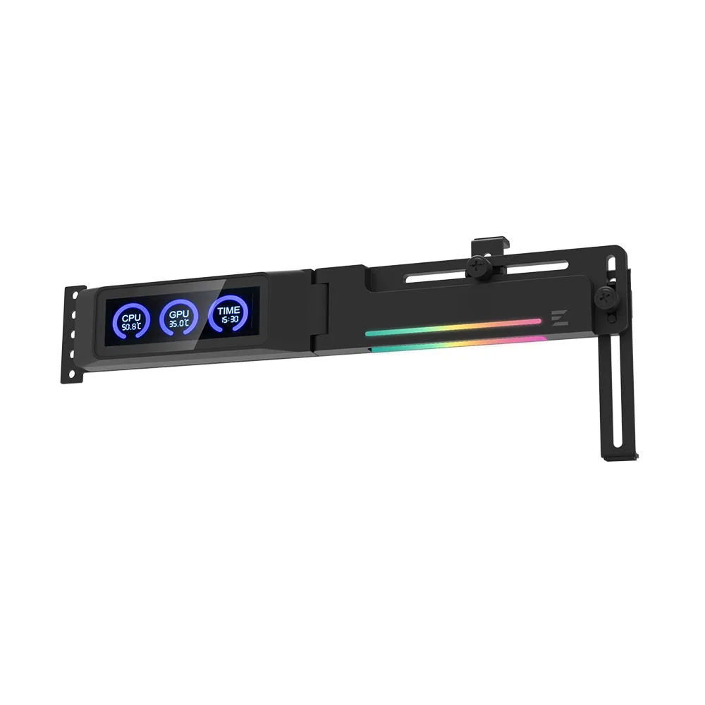 Держатель VGA с дисплеем Zalman ZM-VS3 DS, 5V 3Pin ARGB, USB 9Pin ARGB, черный.