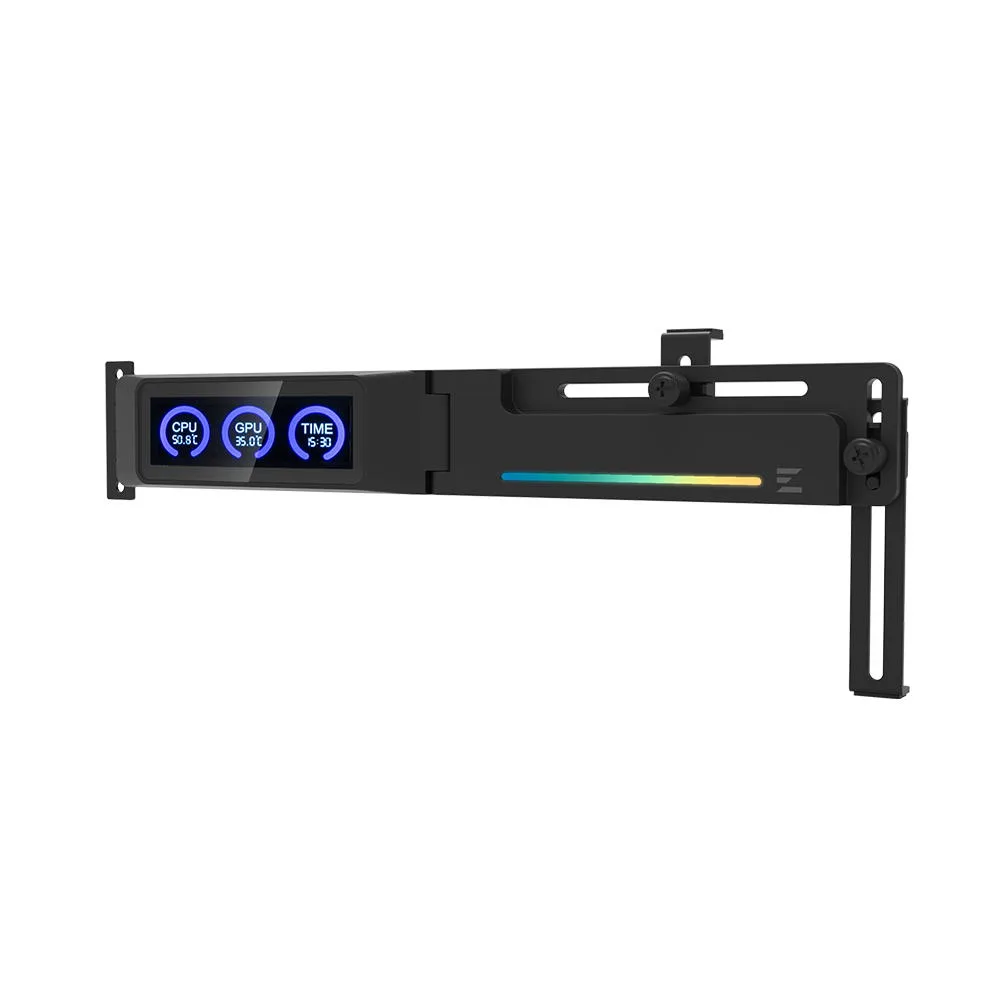 Держатель VGA с дисплеем Zalman ZM-VS3 DS, 5V 3Pin ARGB, USB 9Pin ARGB, черный.