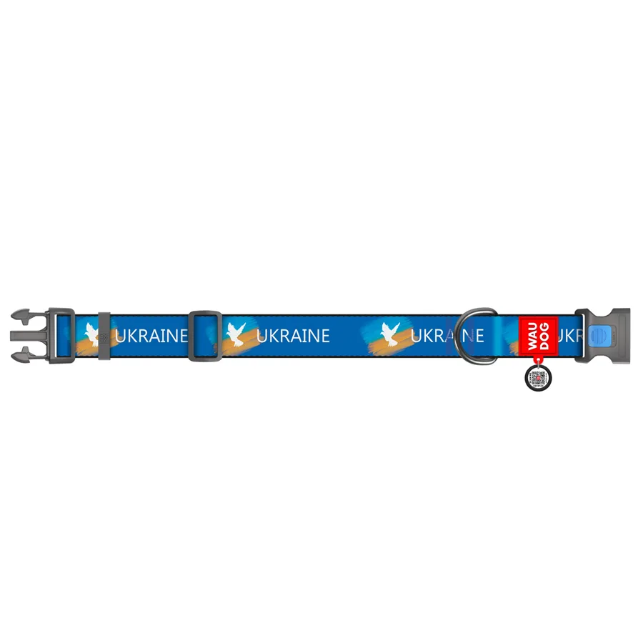 Нашийник WAUDOG Nylon XXL 35 мм 46-70 см нейлоновий Прапор з QR паспортом