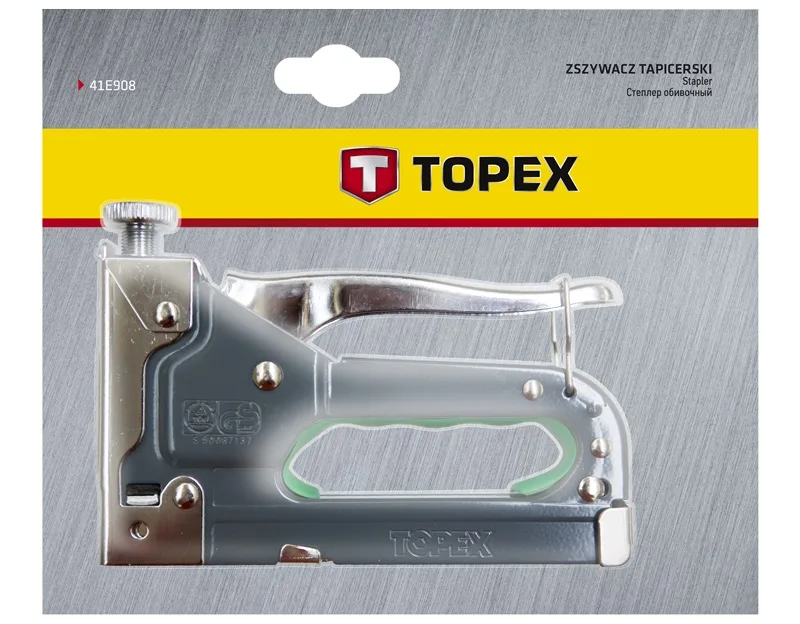 Степлер TOPEX, 6-14 мм, тип скоби G, з можливістю регулювання забивання скоб.