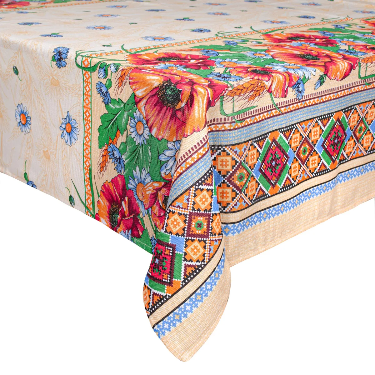 Скатертина рогожка Home Line 150х150 см 100% бавовна червона жовта