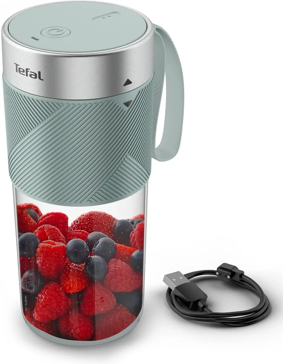 Блендер Tefal Lightmix компактний для смузі, ємність 300 мл, USB, тритан, зелений.