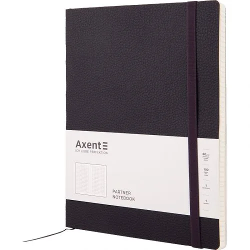 Axent Partner Soft чорна 190x250 мм 96 аркушів для нотаток та записів блокнот у клітинку